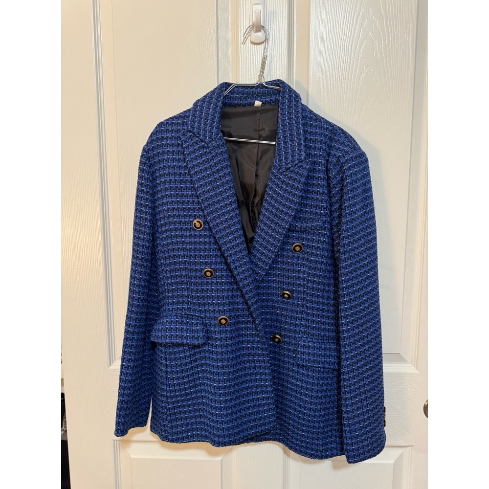 Blue Double-Breasted Blazer